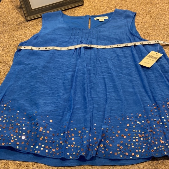 NWT Coldwater Creek Blue Sleeveless Top With Bling Large 14 - Picture 7 of 16